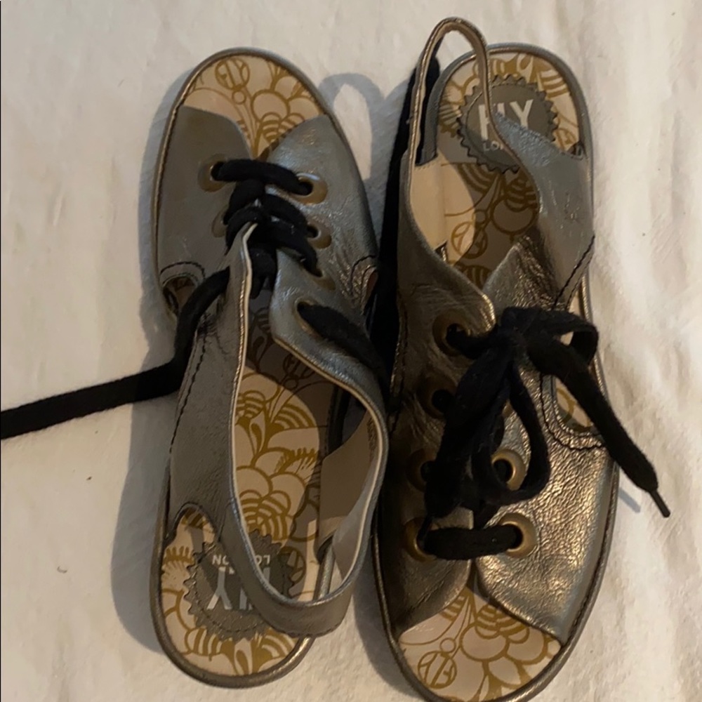 London fly gold metallic lace-up shoes